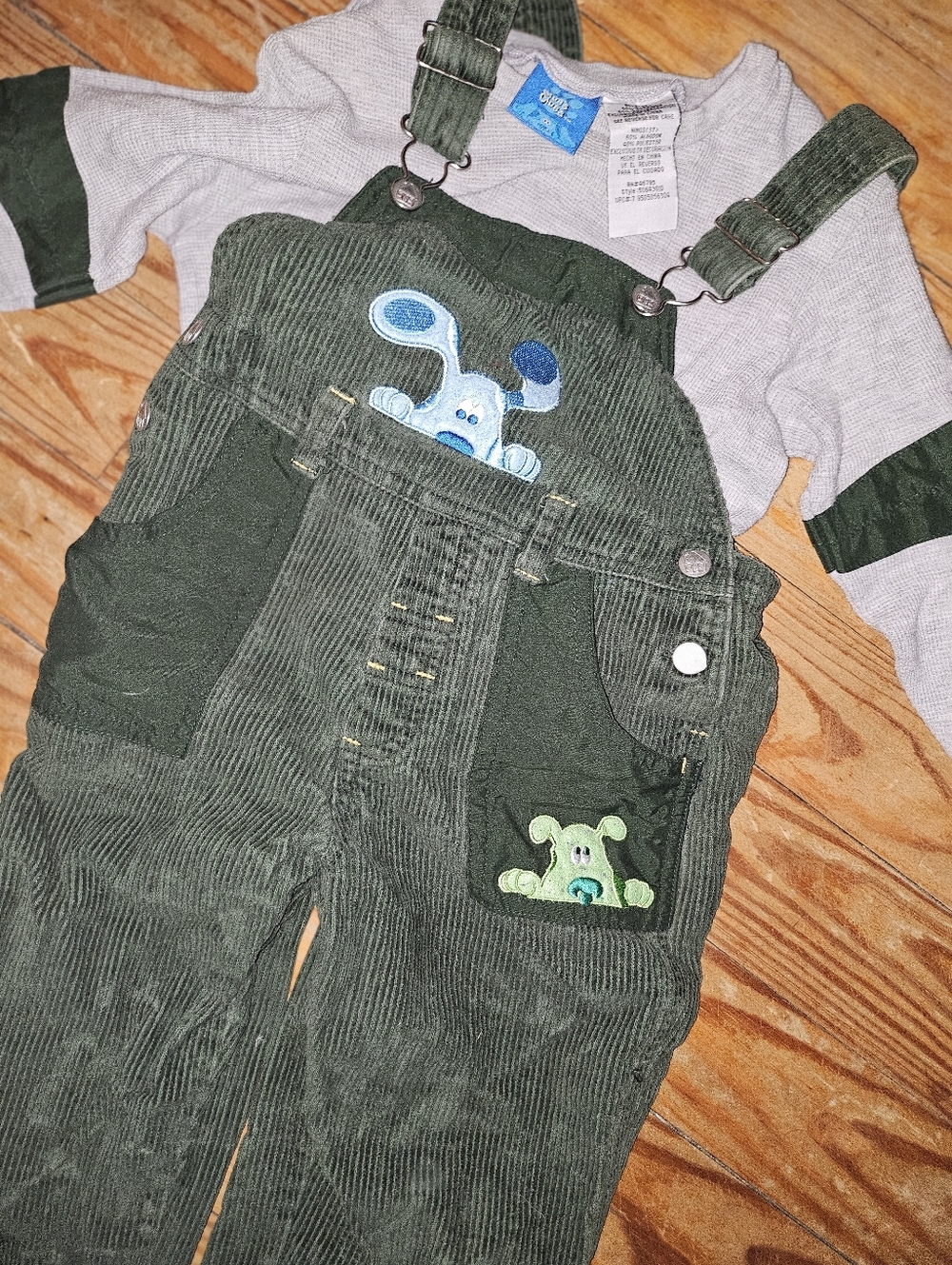 Blue’s Clues rare vintage green corduroy overalls with adjustable straps 3t - Picture 4 of 9